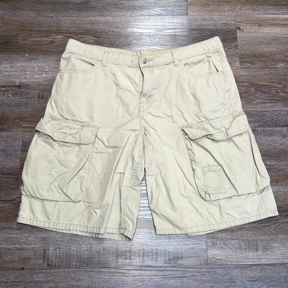 Divided by H&M Cargo Utility Pocket Shorts Womens 10 Beige Flat Front Hiking